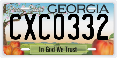 GA license plate CXC0332