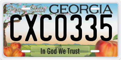GA license plate CXC0335