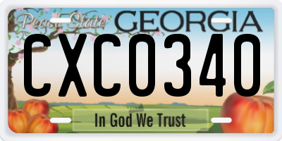 GA license plate CXC0340