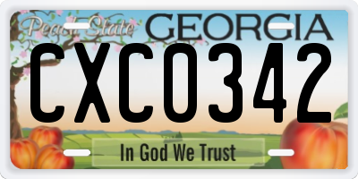 GA license plate CXC0342