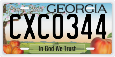 GA license plate CXC0344