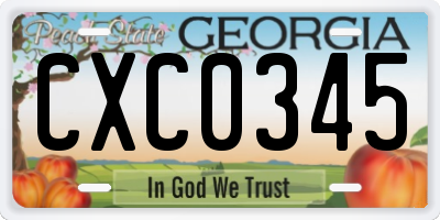GA license plate CXC0345
