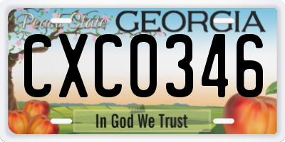 GA license plate CXC0346