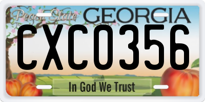 GA license plate CXC0356