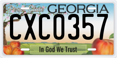 GA license plate CXC0357