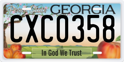 GA license plate CXC0358