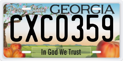 GA license plate CXC0359
