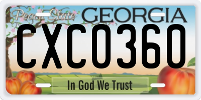 GA license plate CXC0360
