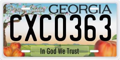GA license plate CXC0363