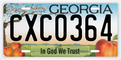 GA license plate CXC0364