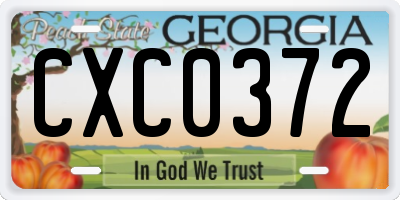 GA license plate CXC0372