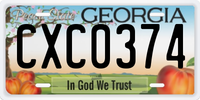 GA license plate CXC0374