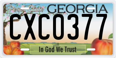 GA license plate CXC0377