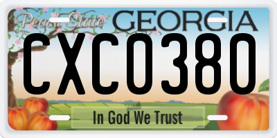 GA license plate CXC0380