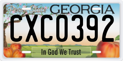 GA license plate CXC0392
