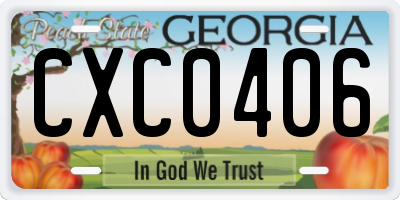 GA license plate CXC0406