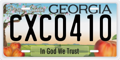 GA license plate CXC0410