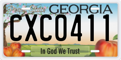 GA license plate CXC0411