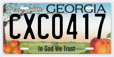 GA license plate CXC0417