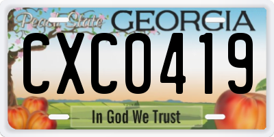GA license plate CXC0419