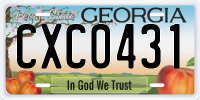 GA license plate CXC0431