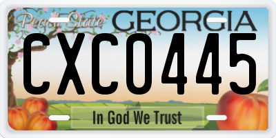 GA license plate CXC0445