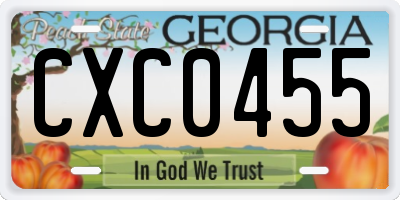 GA license plate CXC0455