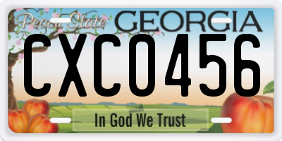 GA license plate CXC0456
