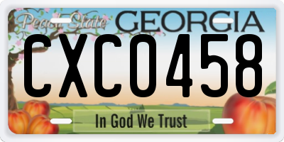 GA license plate CXC0458