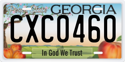 GA license plate CXC0460