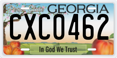 GA license plate CXC0462