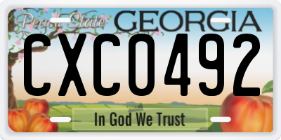 GA license plate CXC0492