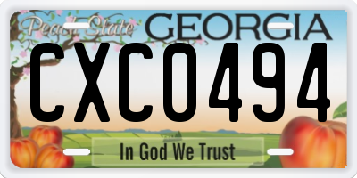 GA license plate CXC0494