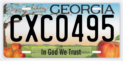 GA license plate CXC0495