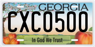 GA license plate CXC0500