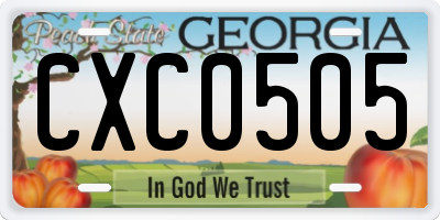 GA license plate CXC0505