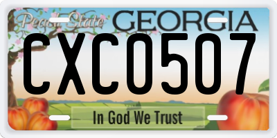 GA license plate CXC0507