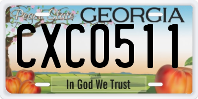 GA license plate CXC0511