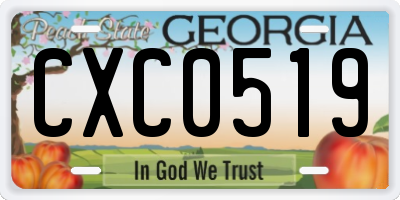 GA license plate CXC0519