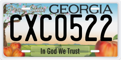 GA license plate CXC0522