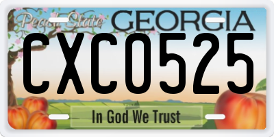 GA license plate CXC0525