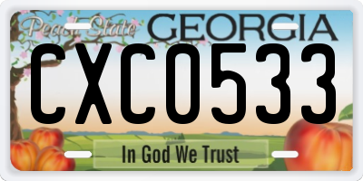 GA license plate CXC0533