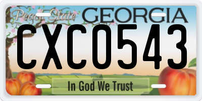 GA license plate CXC0543