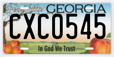 GA license plate CXC0545