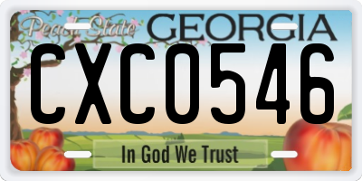 GA license plate CXC0546
