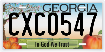 GA license plate CXC0547