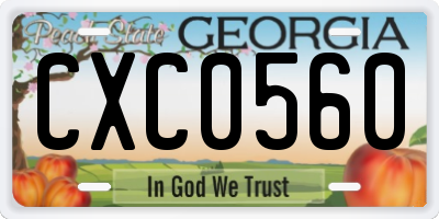 GA license plate CXC0560