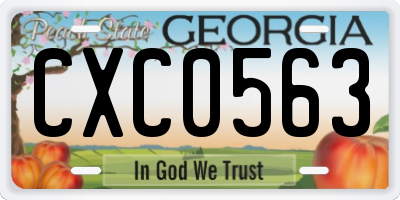 GA license plate CXC0563