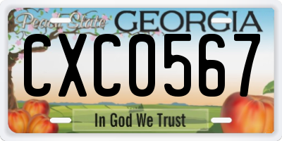 GA license plate CXC0567