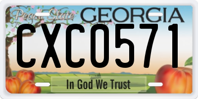 GA license plate CXC0571